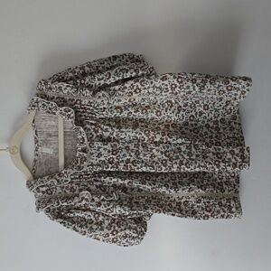 Rylee + Cru Floral Kids Top - Brown and Cream